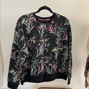 Ted Baker Black and Pink Crewneck Sweater with Floral Design